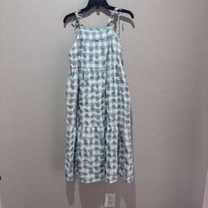 Petal & Pup Blue and White Checkered Midi Dress